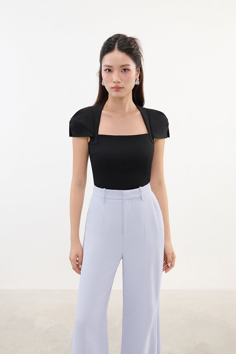 Phoebe Cap Sleeves Top in Classic Black