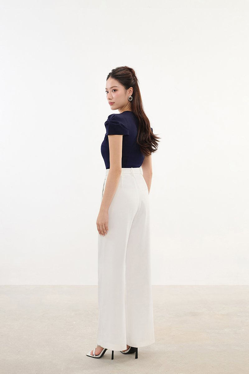 Phoebe Cap Sleeves Top in Navy Blue