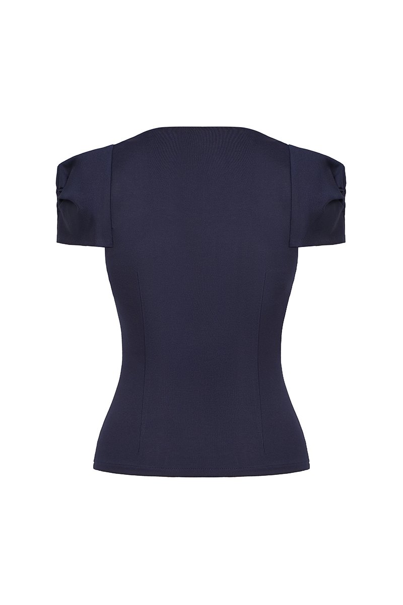 Phoebe Cap Sleeves Top in Navy Blue
