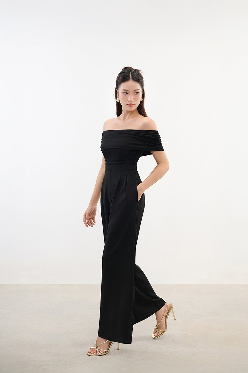 Piper Off Shoulder Jumpsuit in Classic Black