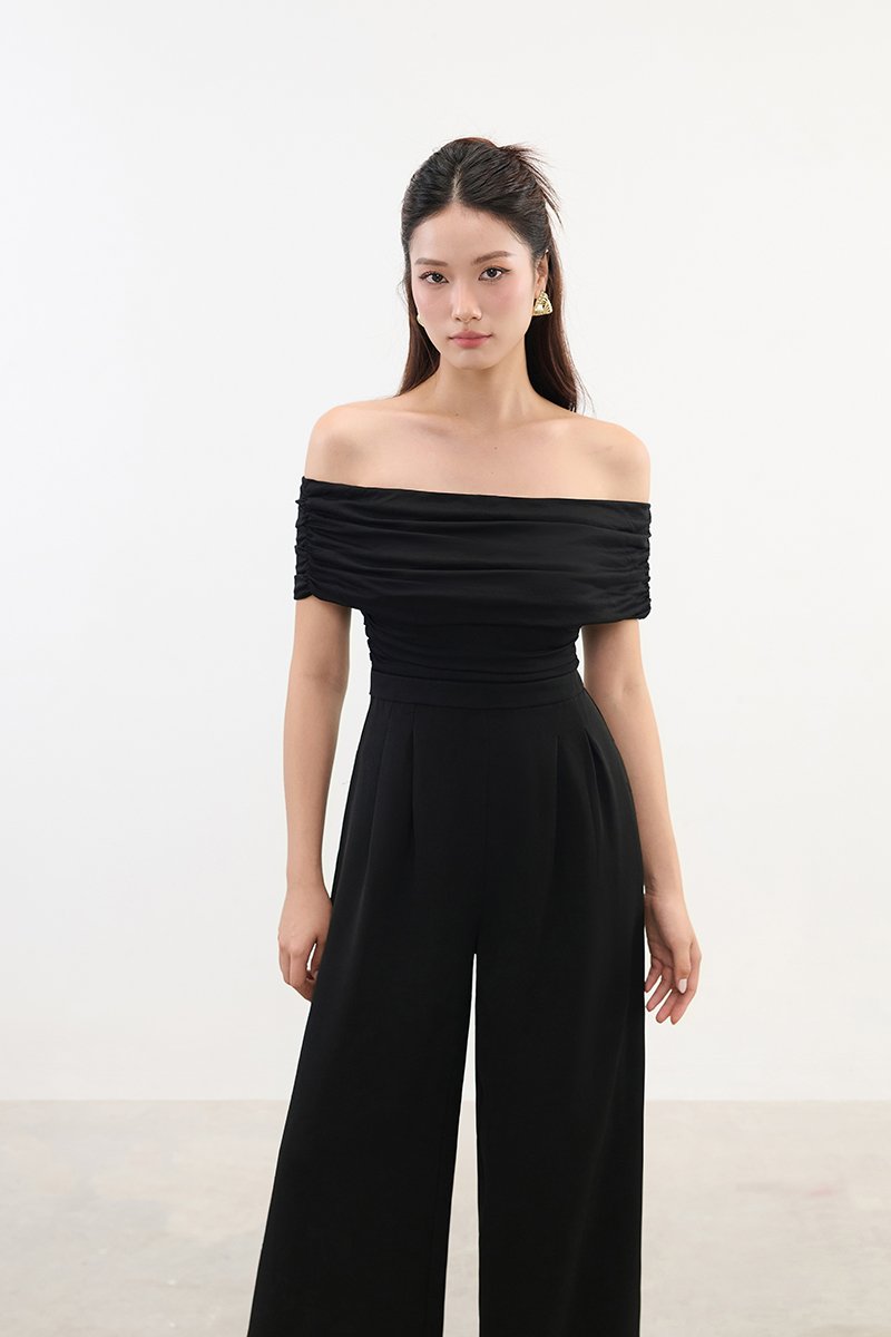 Piper Off Shoulder Jumpsuit in Classic Black