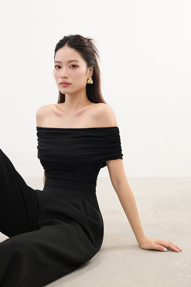 Piper Off Shoulder Jumpsuit in Classic Black