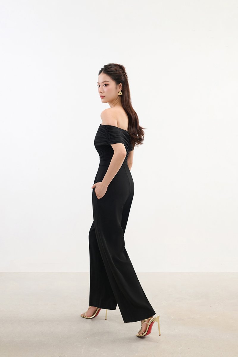 Piper Off Shoulder Jumpsuit in Classic Black
