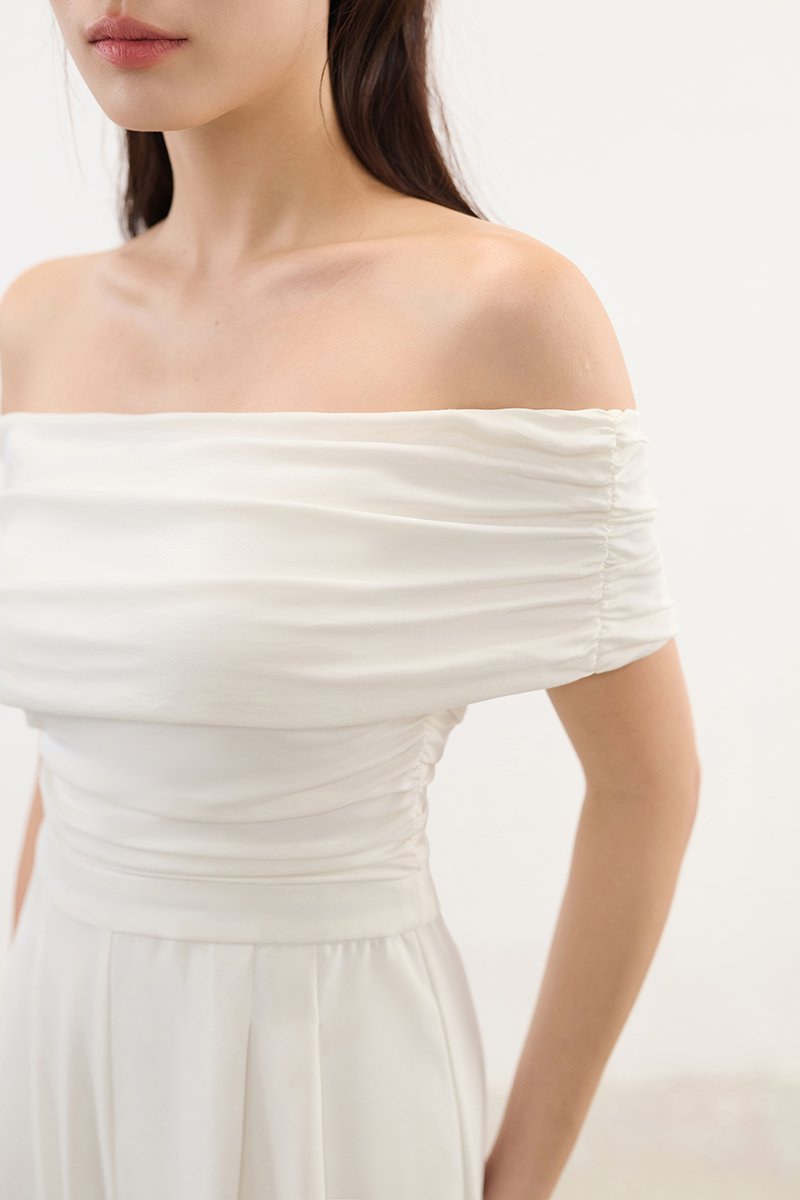Piper Off Shoulder Jumpsuit in Iconic White
