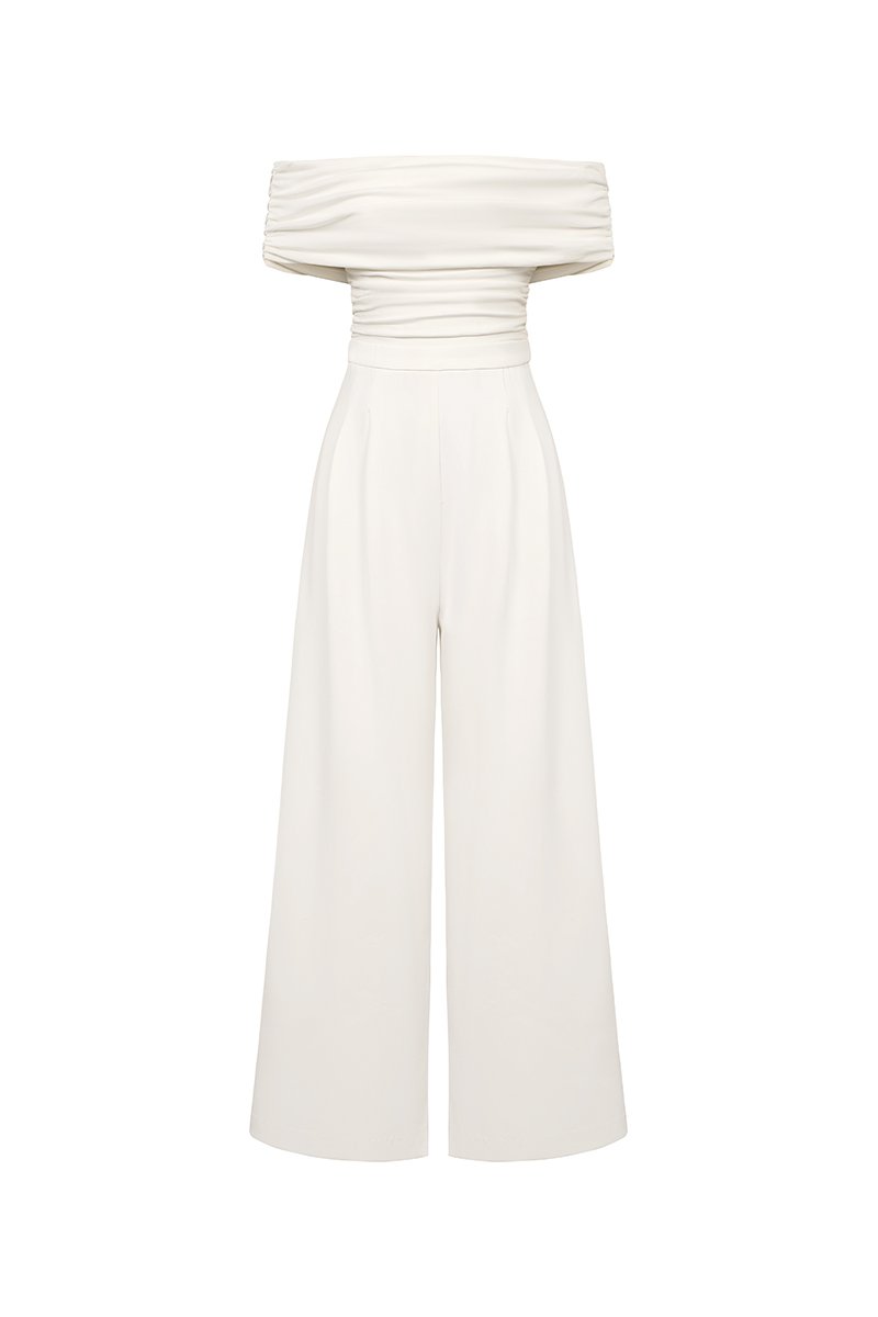 Piper Off Shoulder Jumpsuit in Iconic White