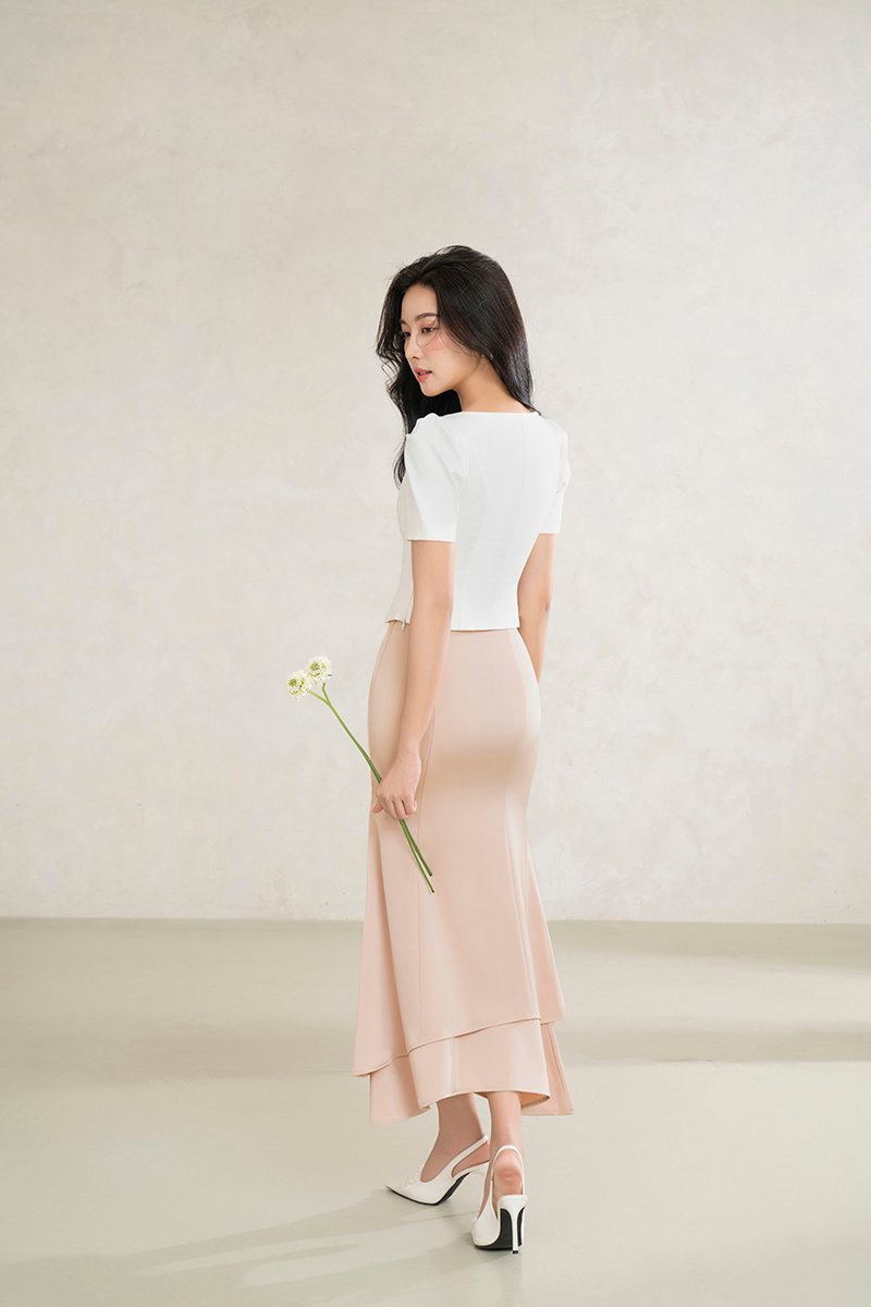 Suhye Mermaid Skirt in Nude Pink