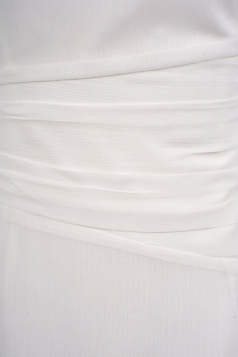 Virelle Cap Asymmetrical Pencil Dress in Iconic White