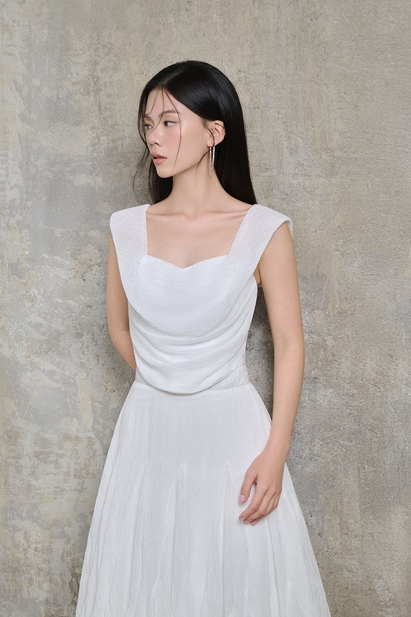 Arwen Draped Sweetheart Top in Iconic White