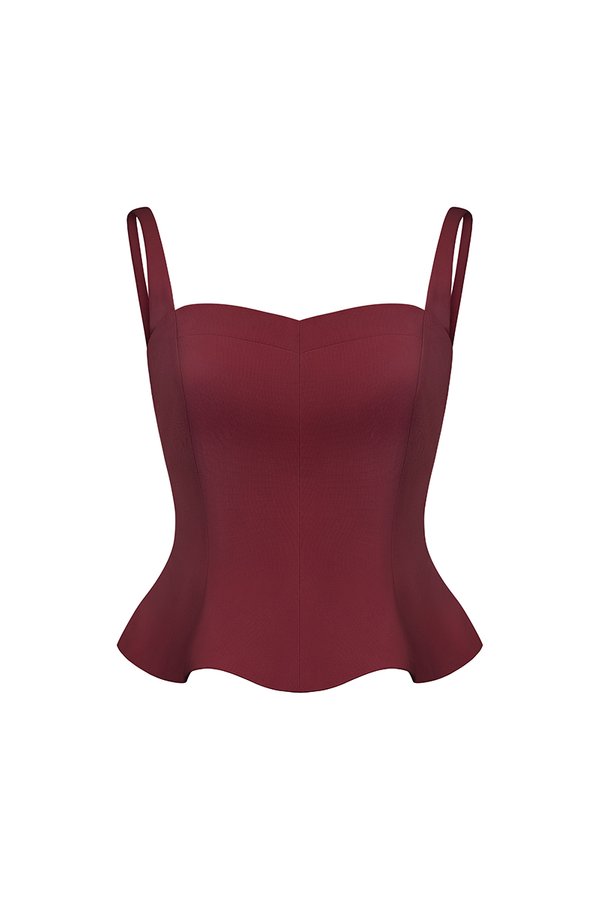 Celeste Padded Sweetheart Top in Wine Red