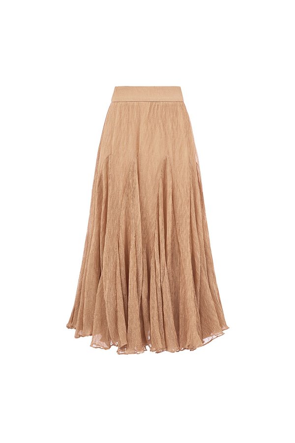 Celia Gusset Midi Skirt in Apricot Bronze