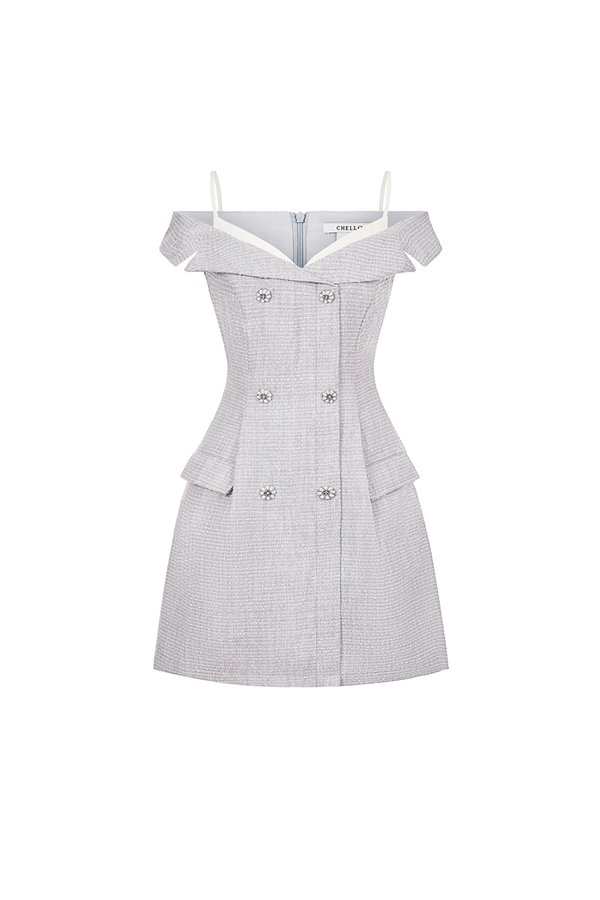 Chaerin Off Shoulder Mini Dress in Lavender