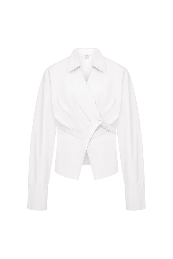 Gaeul Crossover Pleated Shirt in Iconic White