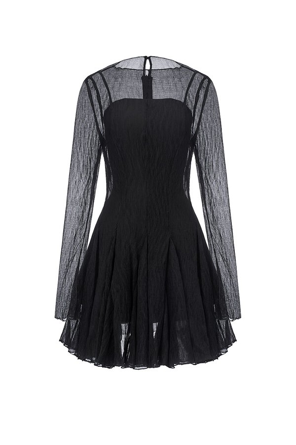 Ingrid Gusset Mini Dress with Padded Inner Dress in Classic Black
