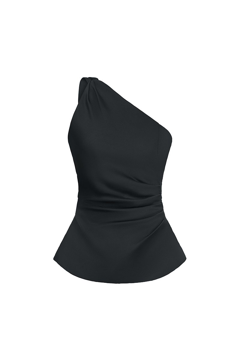Dakota Padded Toga Ruched Top in Classic Black