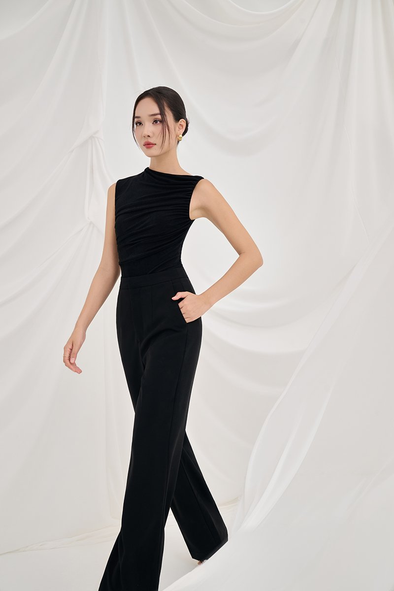 Alexa Drape Knit Top in Classic Black