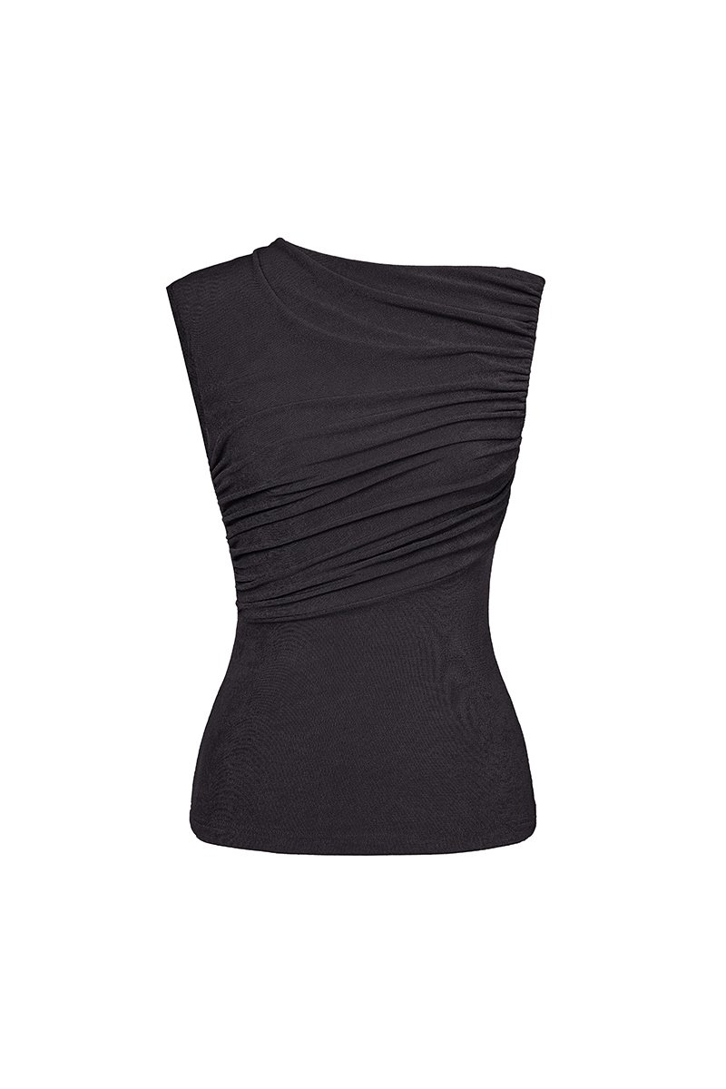 Alexa Drape Knit Top in Classic Black