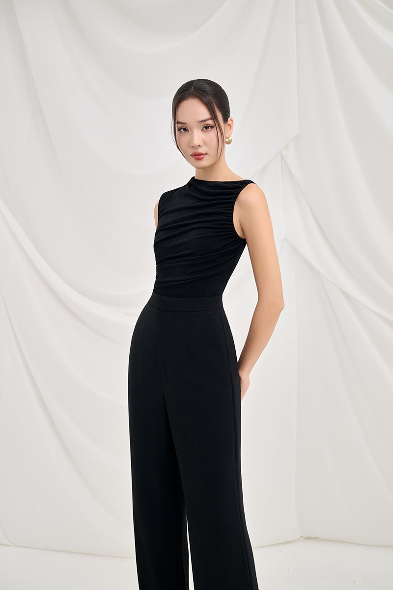 Alexa Drape Knit Top in Classic Black