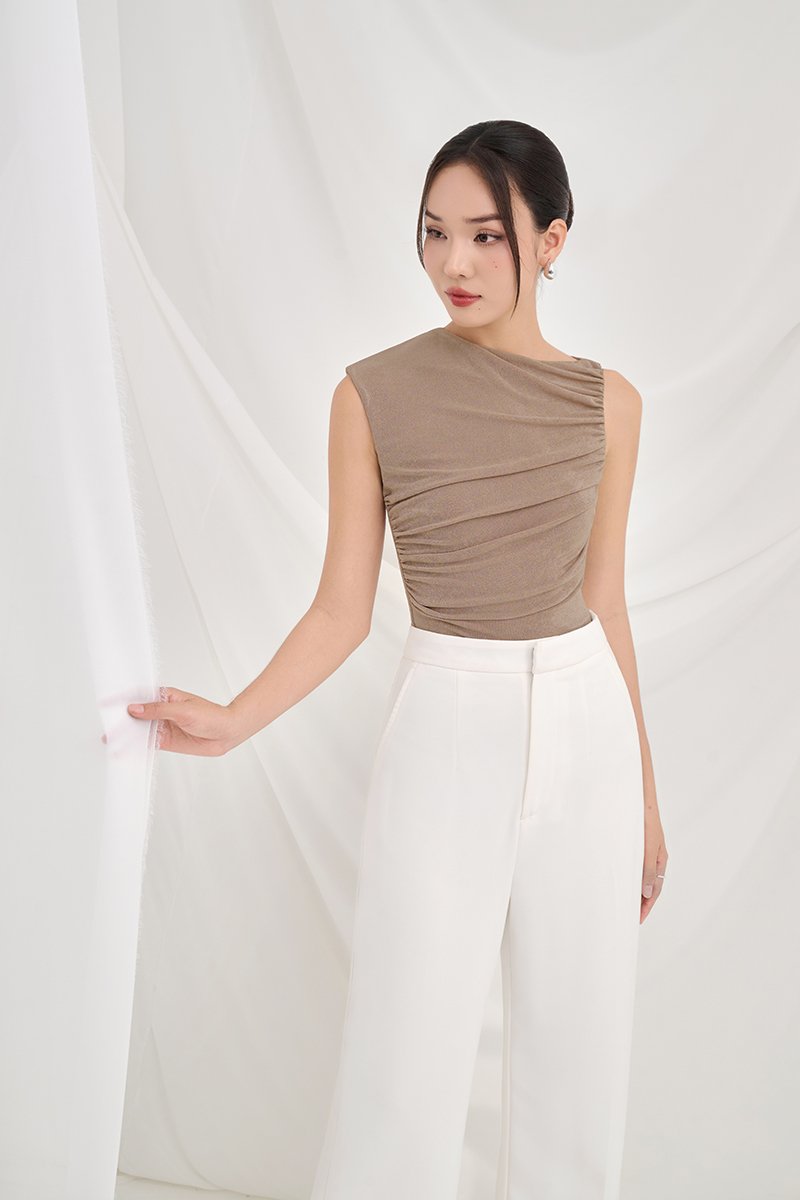 Alexa Drape Knit Top in Dusty Terra