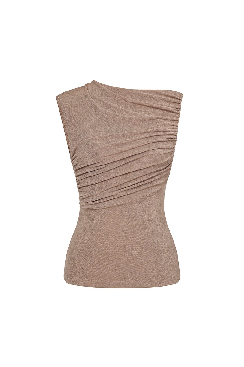 Alexa Drape Knit Top in Dusty Terra