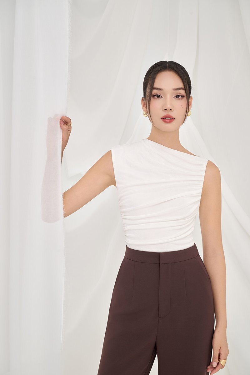 Alexa Drape Knit Top in Iconic White