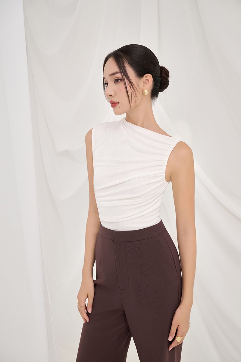 Alexa Drape Knit Top in Iconic White