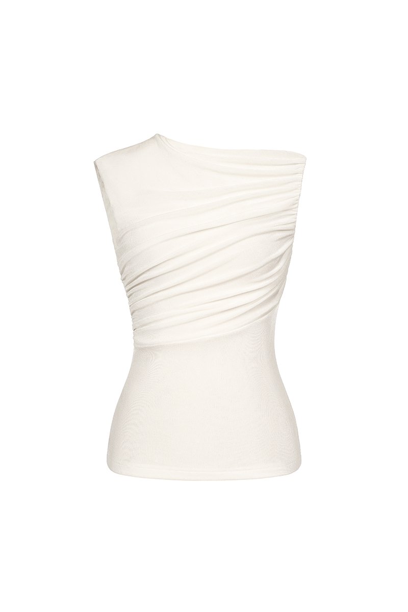Alexa Drape Knit Top in Iconic White
