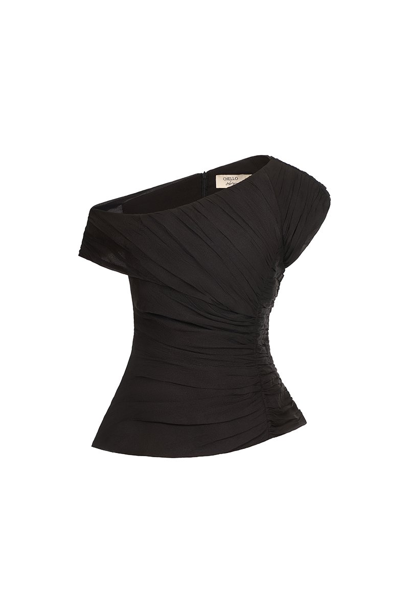 Blythe Padded Asymmetrical Structured Top in Classic Black