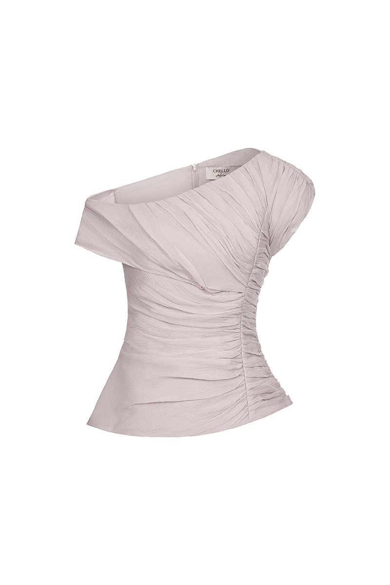 Blythe Padded Asymmetrical Structured Top in Smoky Mauve