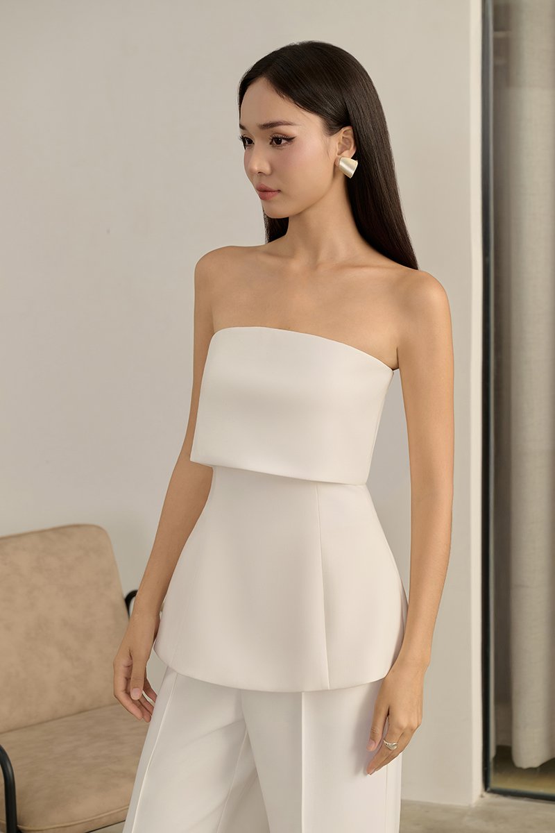 Callione Padded Tube Top in Iconic White