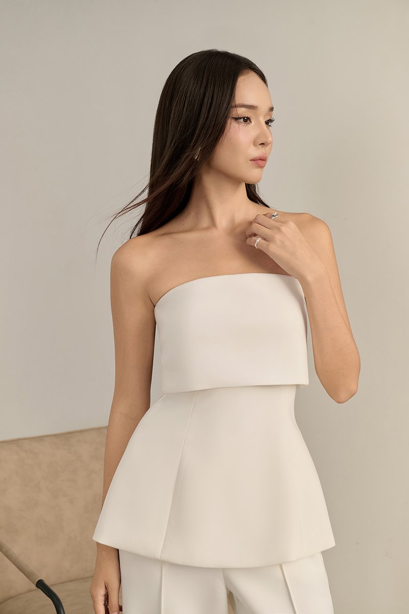 Callione Padded Tube Top in Iconic White