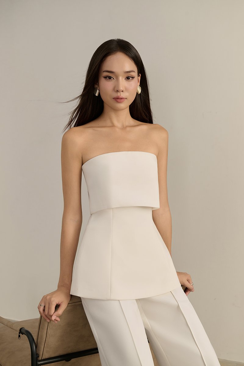 Callione Padded Tube Top in Iconic White