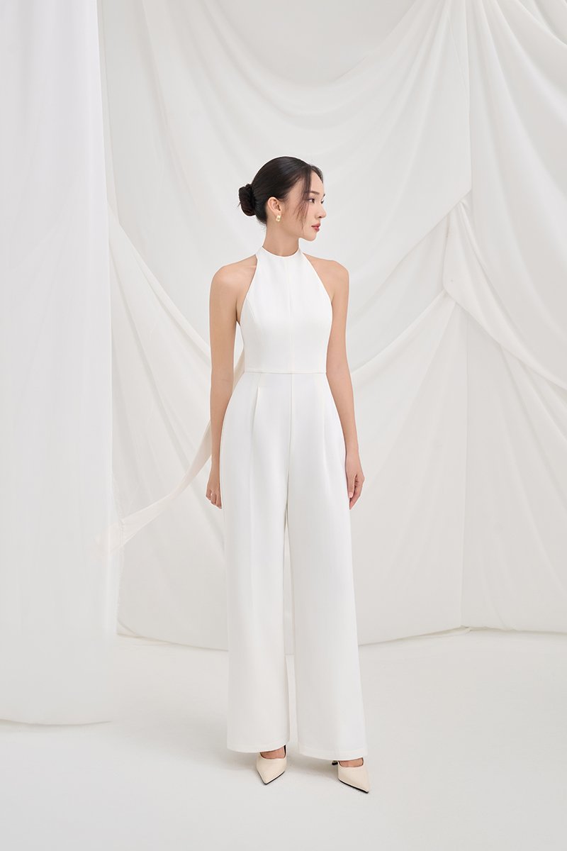 Camden Padded Halter Jumpsuit in Iconic White