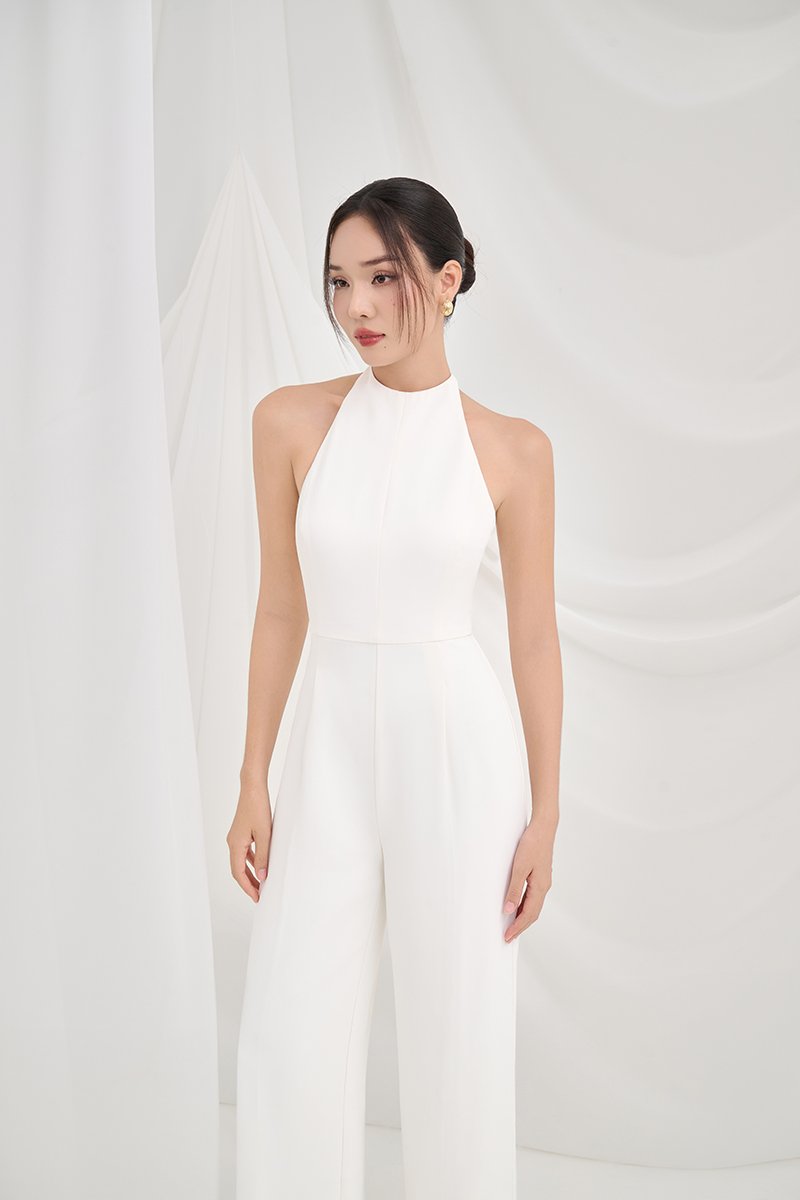 Camden Padded Halter Jumpsuit in Iconic White