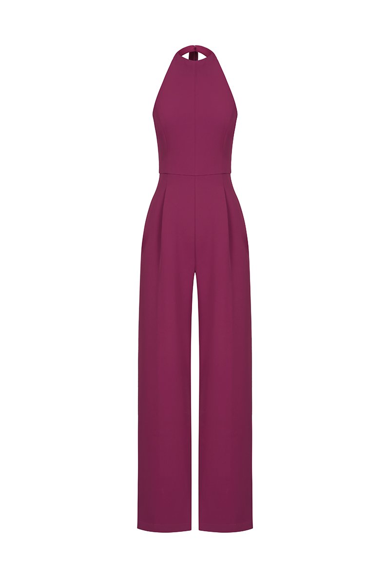 Camden Padded Halter Jumpsuit in Magenta