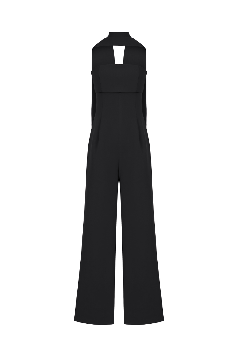 C&eacute;drine Padded Tube Jumpsuit with Sash in Classic Black