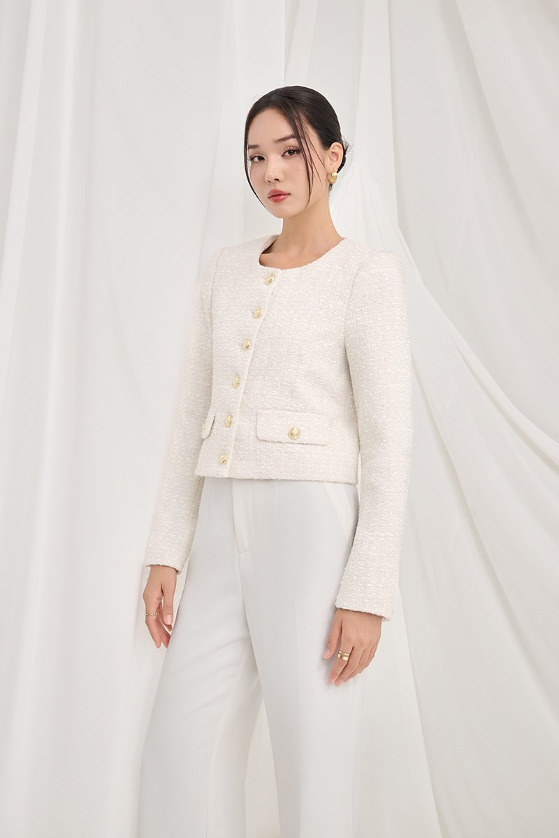 Cove Tweed Jacket in Cream