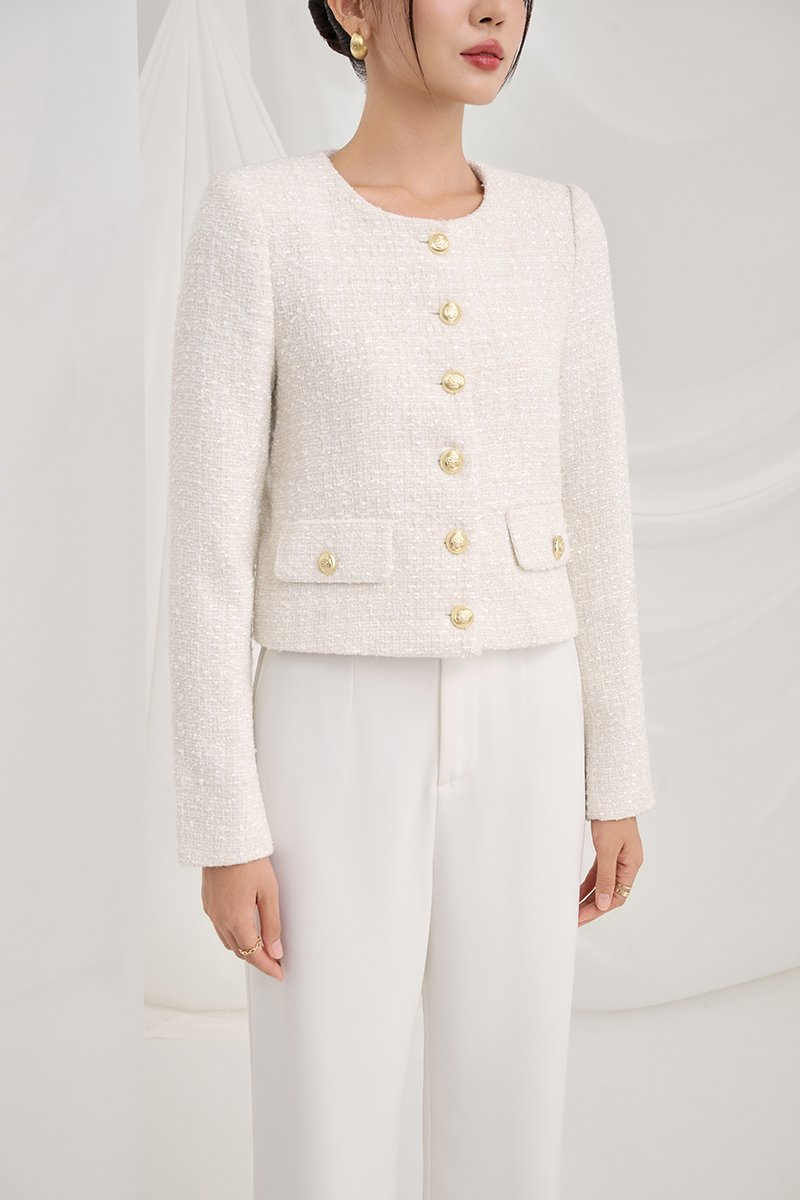 Cove Tweed Jacket in Cream