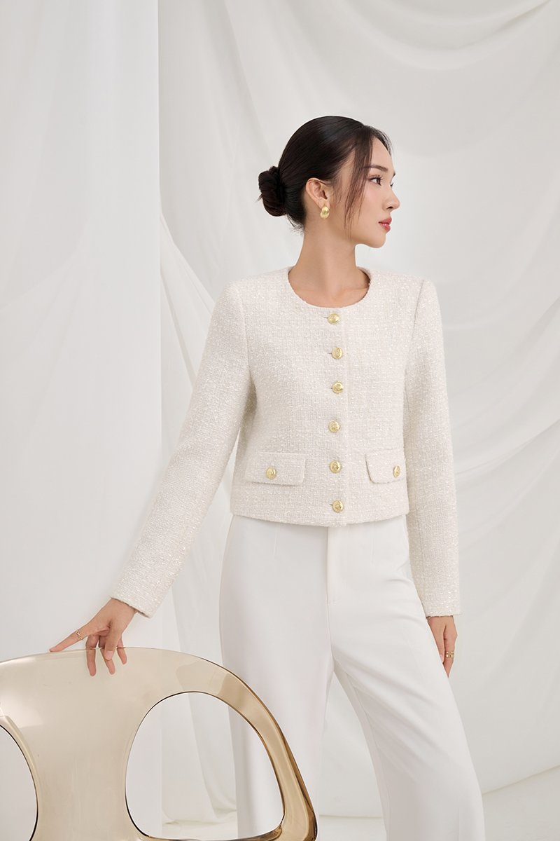 Cove Tweed Jacket in Cream