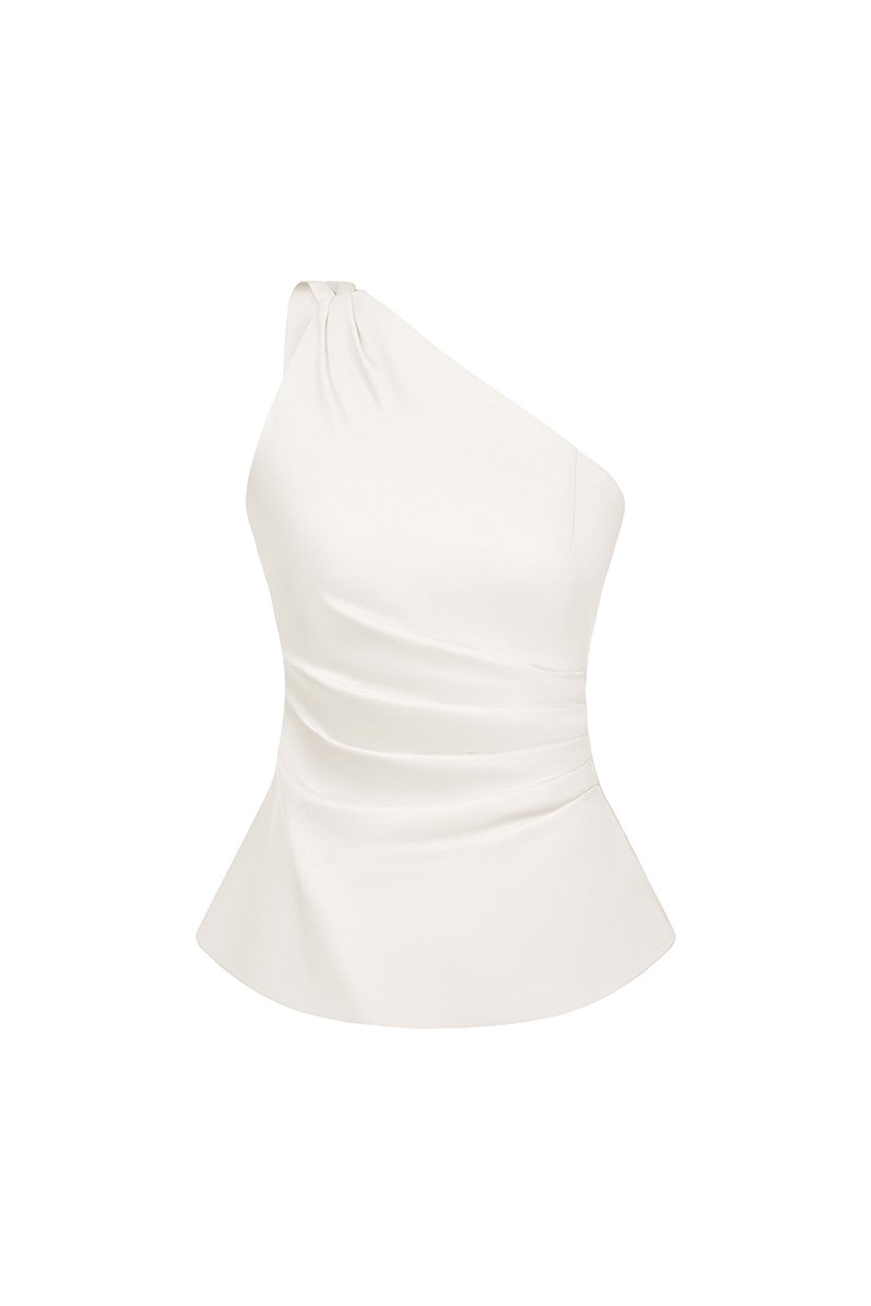 Dakota Padded Toga Ruched Top in Iconic White