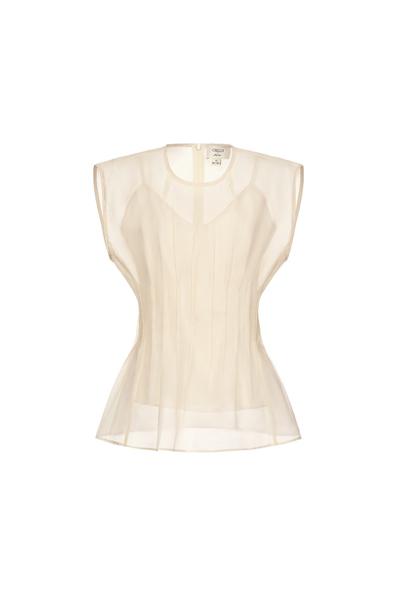 Elarin Pin Tuck Top in Cream
