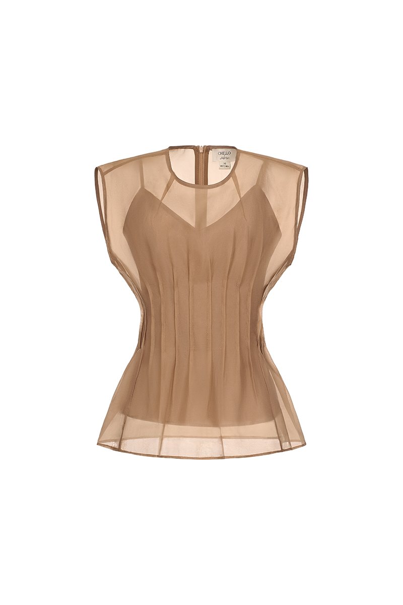 Elarin Pin Tuck Top in Nude Glow