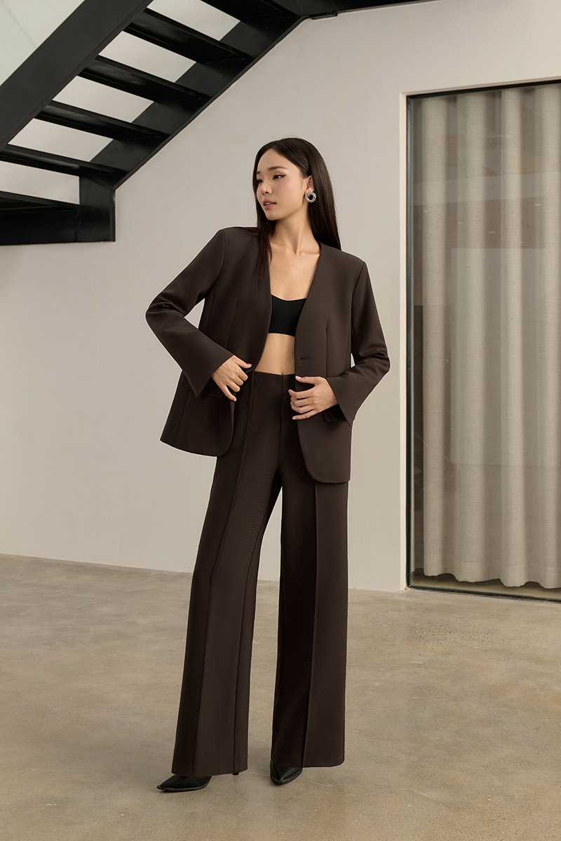 Isolde Mid Waist Pant in Coffee (PETITE /REGULAR/TALL)
