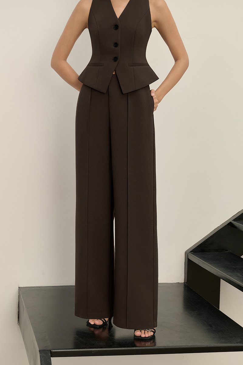 Isolde Mid Waist Pant in Coffee (PETITE /REGULAR/TALL)