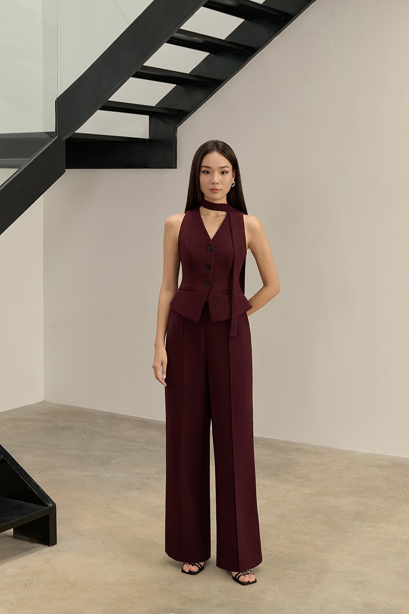 Isolde Mid Waist Pant in Pinot Noir (PETITE /REGULAR/TALL)