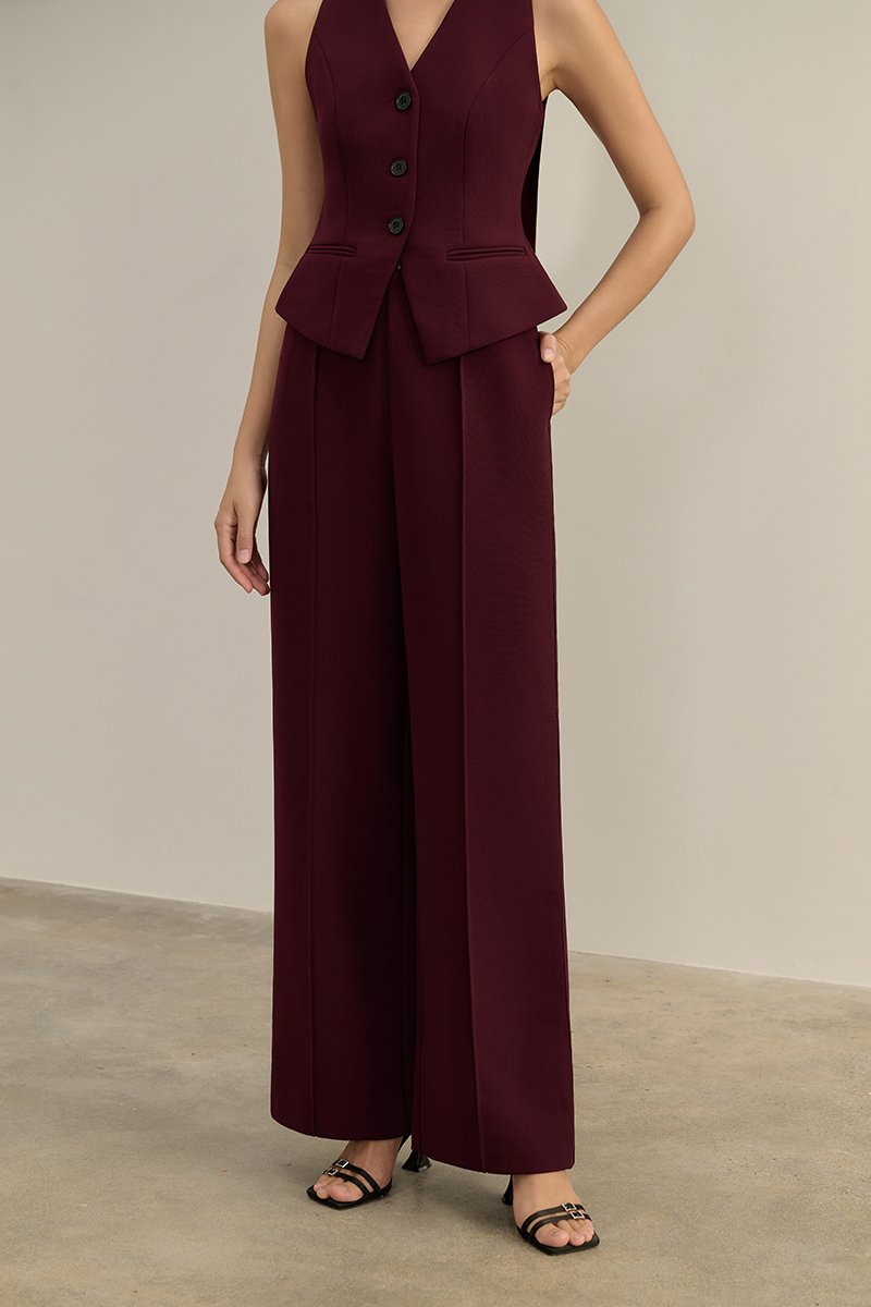 Isolde Mid Waist Pant in Pinot Noir (PETITE /REGULAR/TALL)