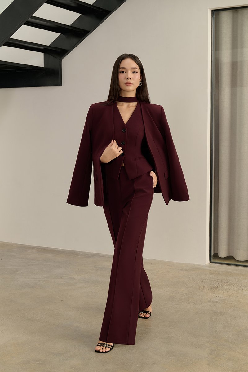 Isolde Mid Waist Pant in Pinot Noir (PETITE /REGULAR/TALL)