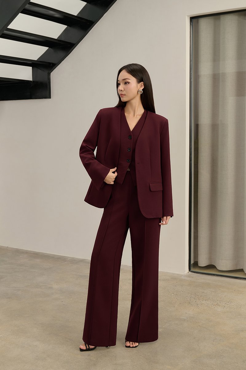 Isolde Mid Waist Pant in Pinot Noir (PETITE /REGULAR/TALL)