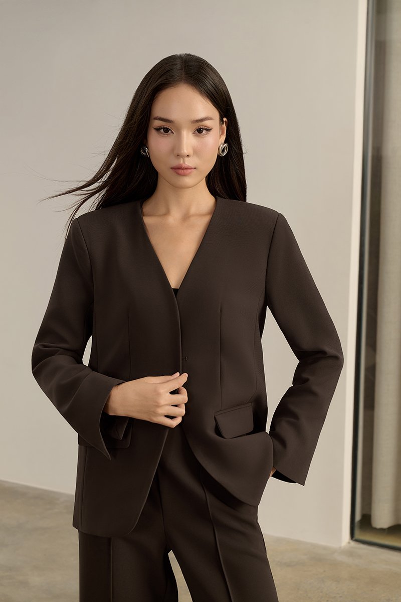 Isolde Oversized Blazer in Coffee