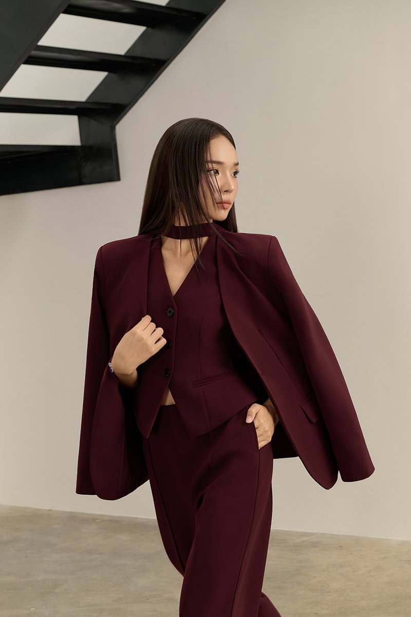 Isolde Oversized Blazer in Pinot Noir