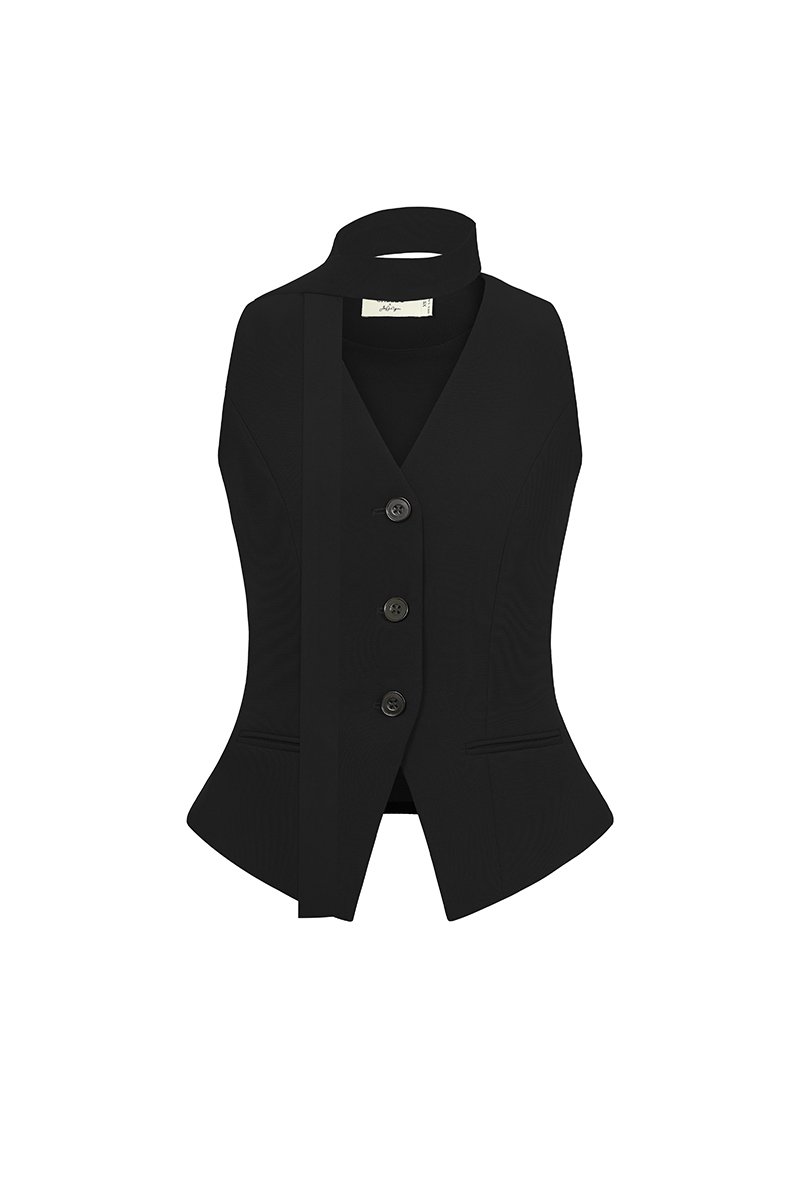 Isolde Tailored Vest in Classic Black